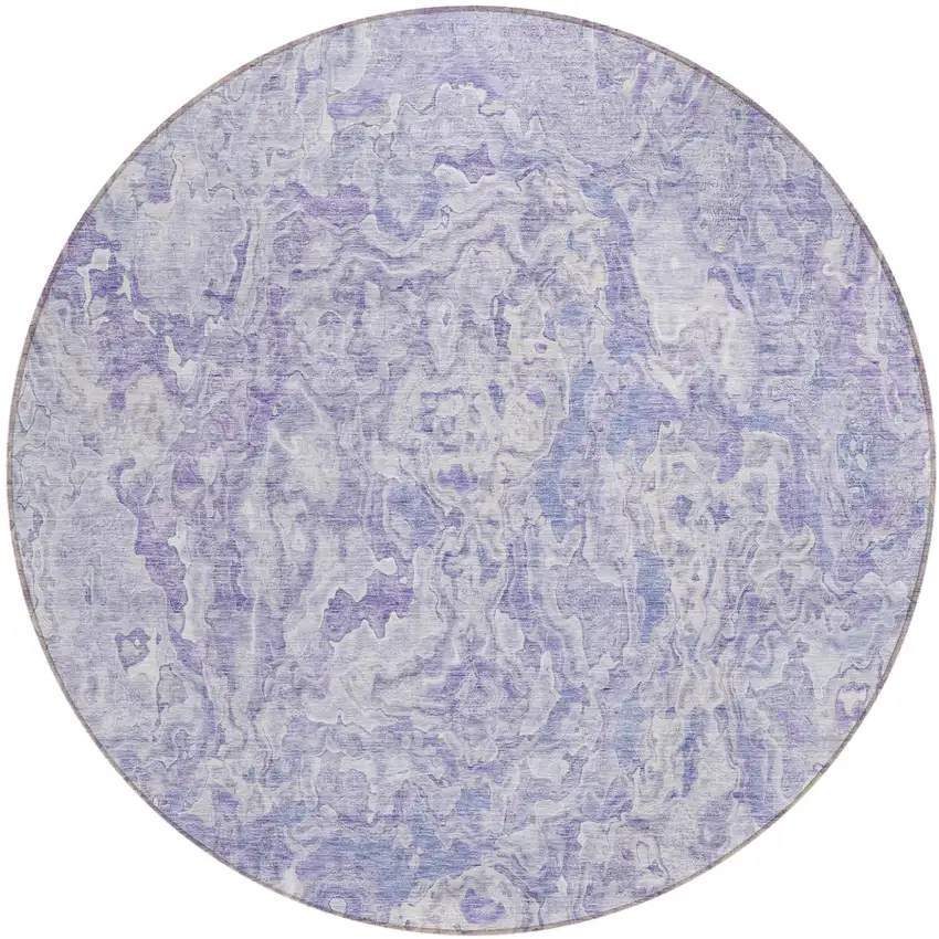 8' Plum Purple And Lavender Round Abstract Washable Indoor Outdoor Area Rug Photo 2