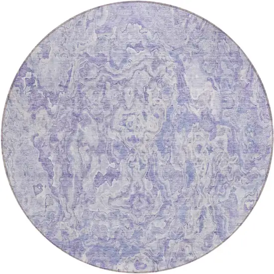 8' Plum Purple And Lavender Round Abstract Washable Indoor Outdoor Area Rug Photo 2
