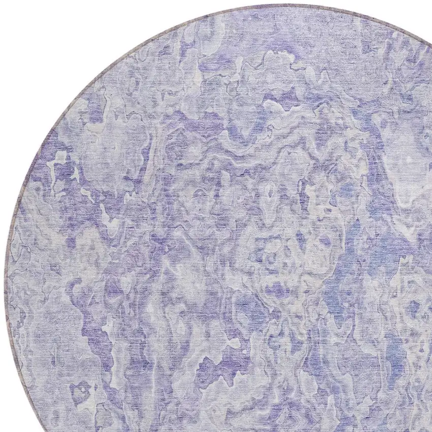 8' Plum Purple And Lavender Round Abstract Washable Indoor Outdoor Area Rug Photo 4