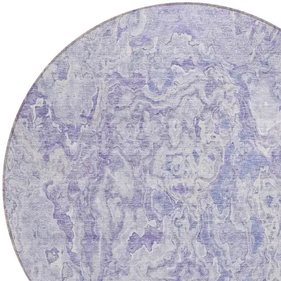 8' Plum Purple And Lavender Round Abstract Washable Indoor Outdoor Area Rug Photo 4