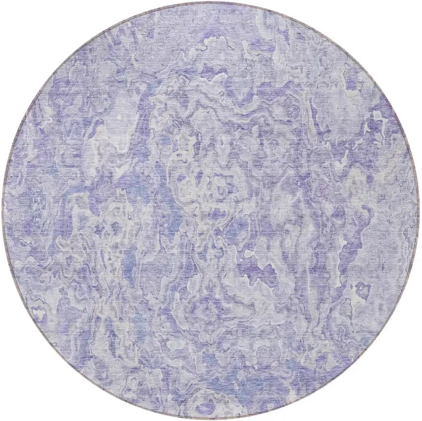 8' Plum Purple And Lavender Round Abstract Washable Indoor Outdoor Area Rug Photo 5