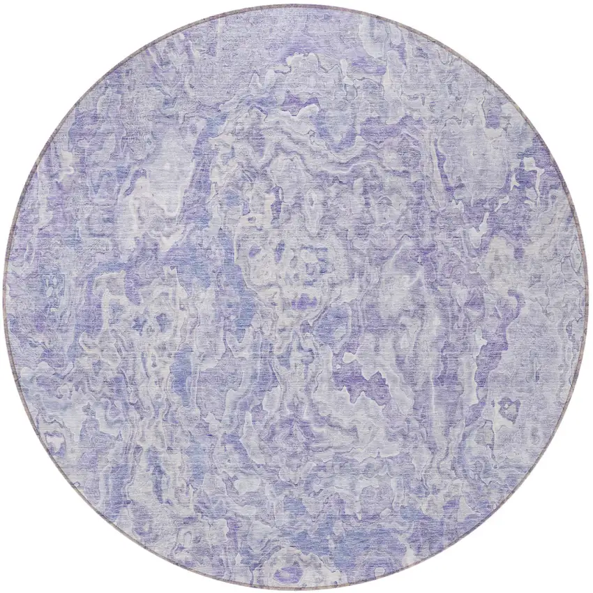 8' Plum Purple And Lavender Round Abstract Washable Indoor Outdoor Area Rug Photo 5