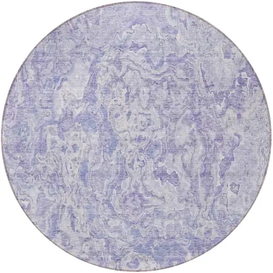 8' Plum Purple And Lavender Round Abstract Washable Indoor Outdoor Area Rug Photo 5