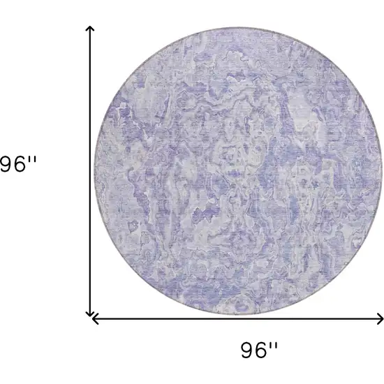 8' Plum Purple And Lavender Round Abstract Washable Indoor Outdoor Area Rug Photo 3
