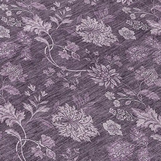 8' Plum Purple And Lavender Round Floral Washable Indoor Outdoor Area Rug Photo 8