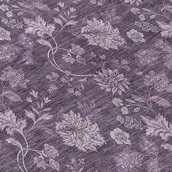8' Plum Purple And Lavender Round Floral Washable Indoor Outdoor Area Rug Photo 8