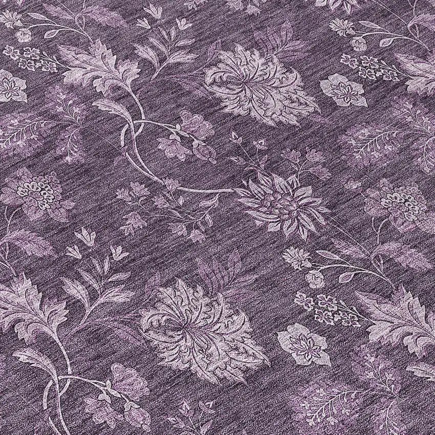 8' Plum Purple And Lavender Round Floral Washable Indoor Outdoor Area Rug Photo 8