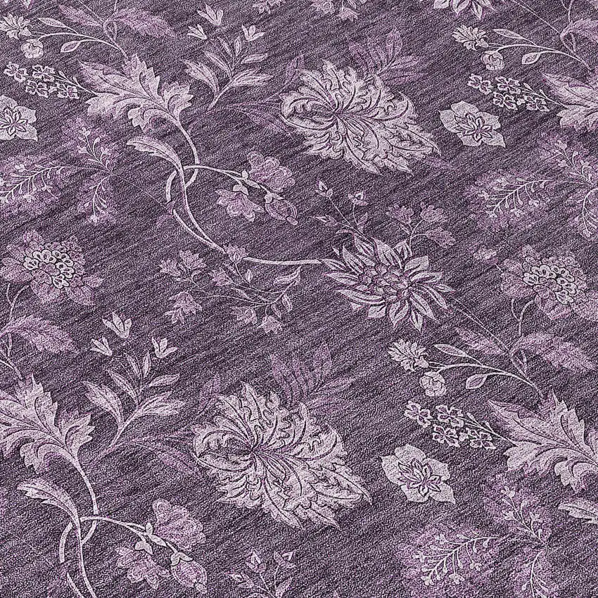 8' Plum Purple And Lavender Round Floral Washable Indoor Outdoor Area Rug Photo 8