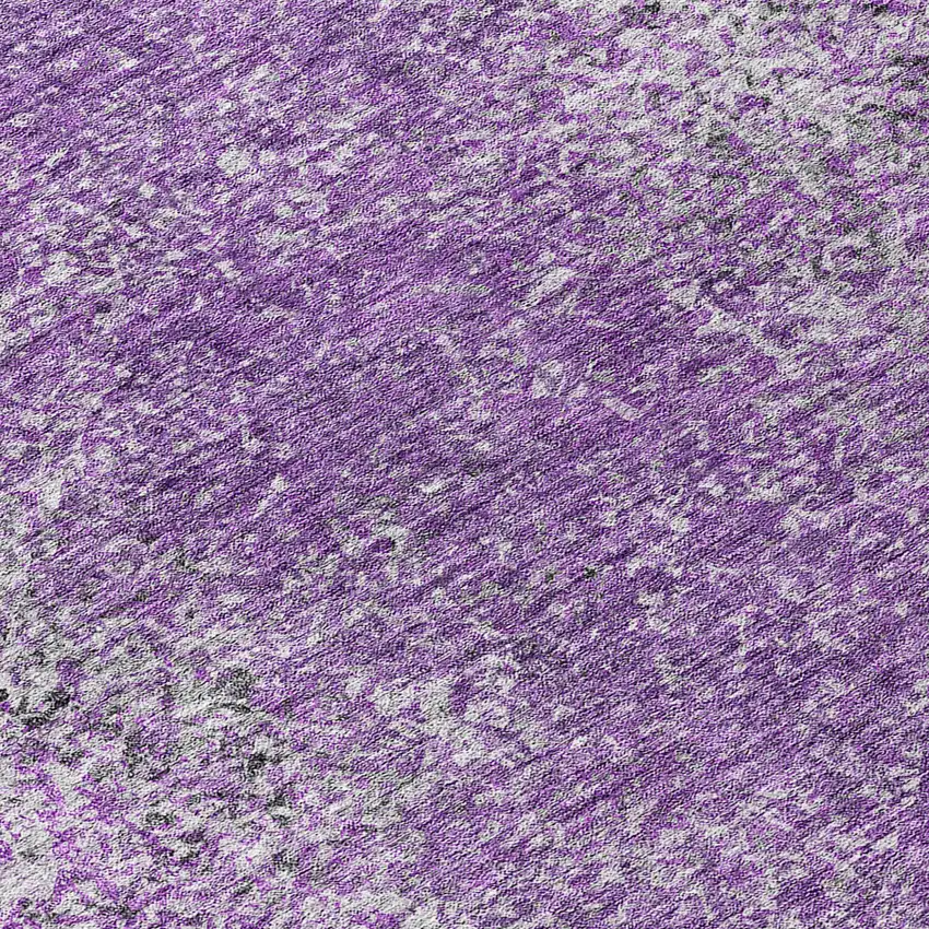 8' Plum Purple And Silver Round Oriental Washable Indoor Outdoor Area Rug Photo 9