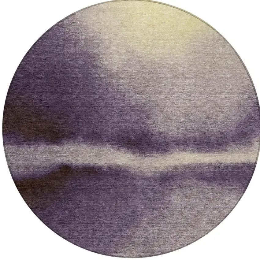 8' Plum Wheat And Ivory Round Abstract Washable Indoor Outdoor Area Rug Photo 2