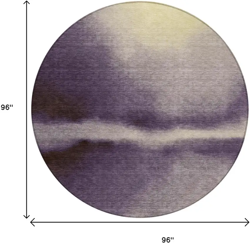 8' Plum Wheat And Ivory Round Abstract Washable Indoor Outdoor Area Rug Photo 9