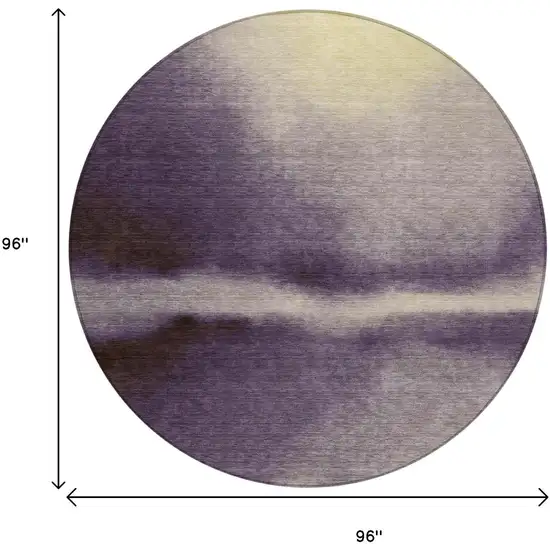 8' Plum Wheat And Ivory Round Abstract Washable Indoor Outdoor Area Rug Photo 9