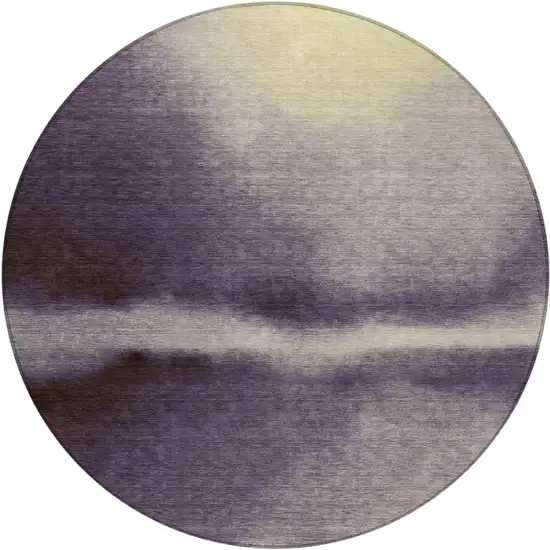 8' Plum Wheat And Ivory Round Abstract Washable Indoor Outdoor Area Rug Photo 1