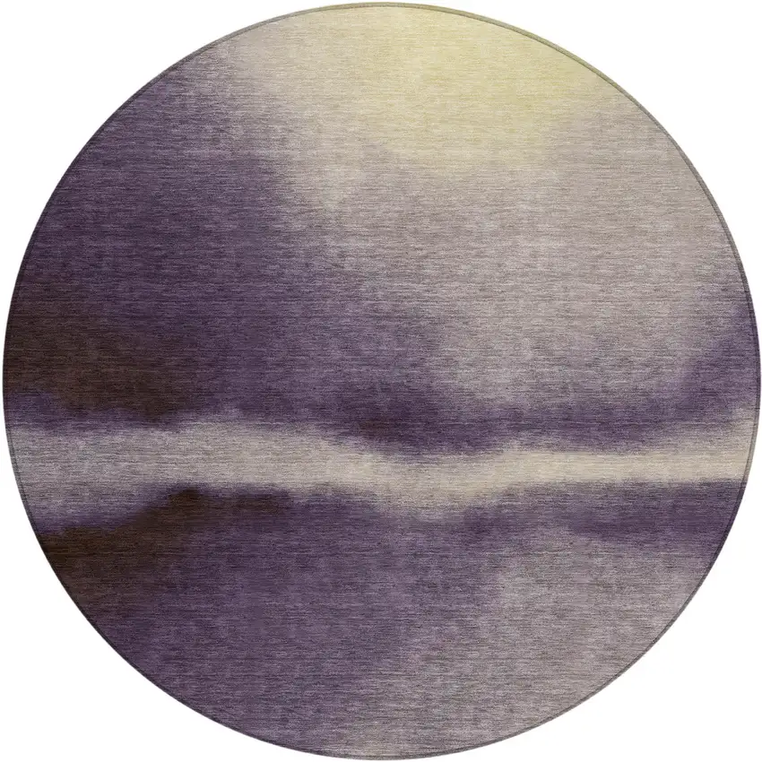 8' Plum Wheat And Ivory Round Abstract Washable Indoor Outdoor Area Rug Photo 1