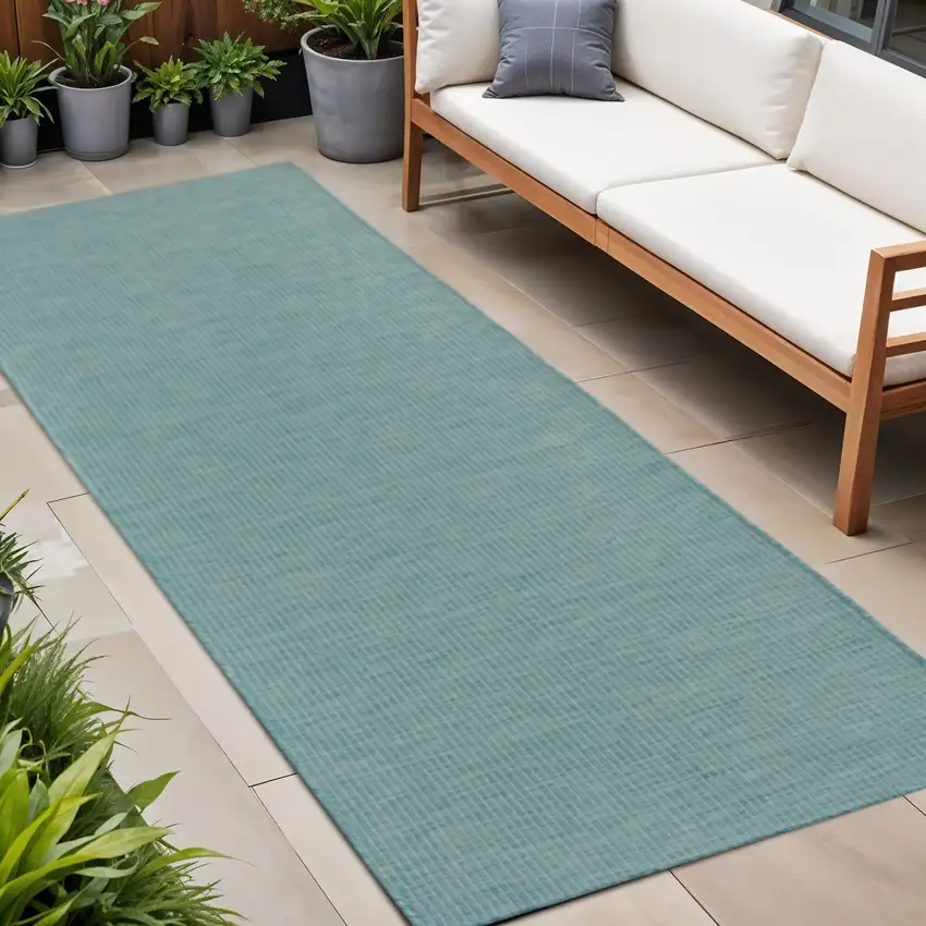 10' Aqua Power Loom Runner Rug Photo 1