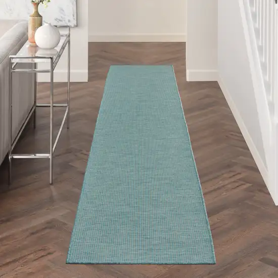 10' Aqua Power Loom Runner Rug Photo 4