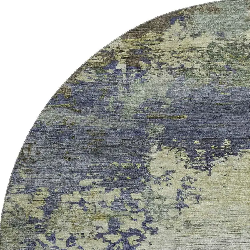 8' Purple And Beige Abstract Washable Round Rug With UV Protection Photo 4