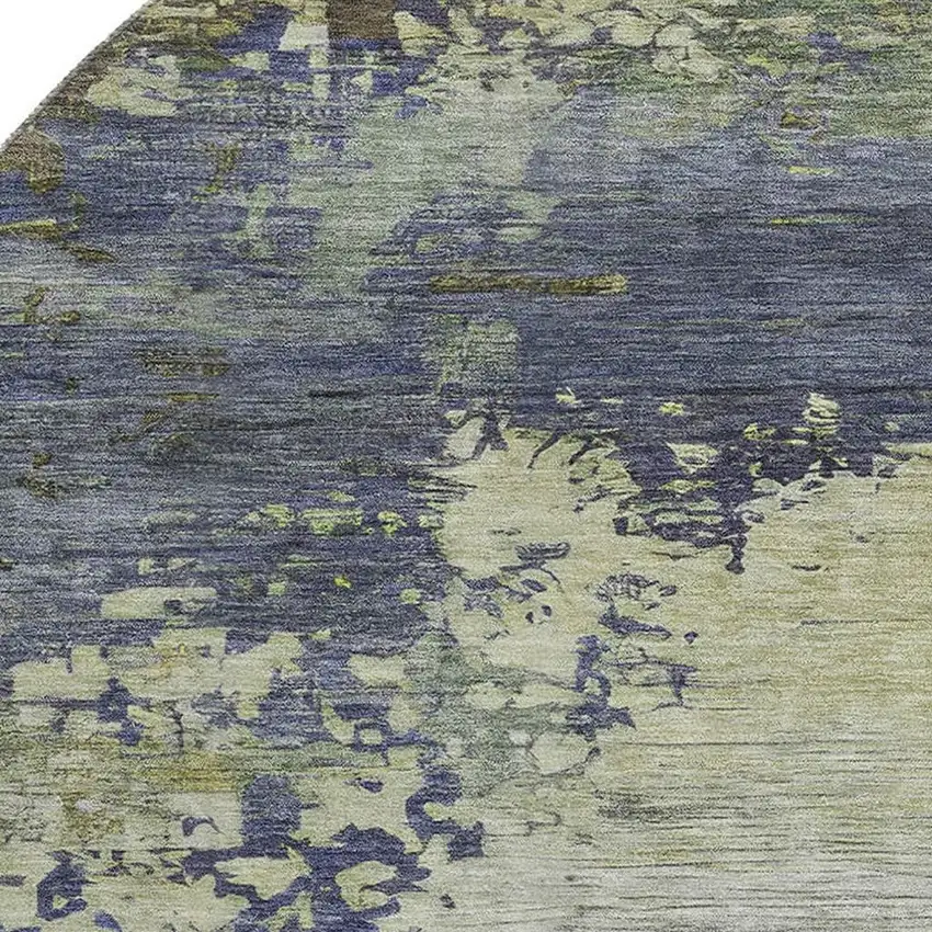 8' Purple And Beige Abstract Washable Round Rug With UV Protection Photo 3