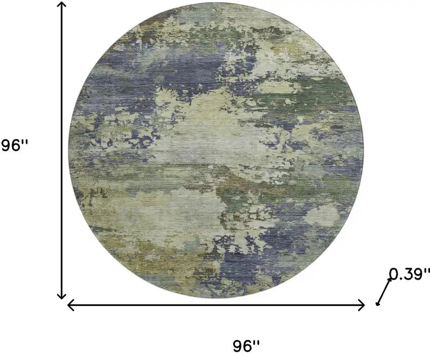 8' Purple And Beige Abstract Washable Round Rug With UV Protection Photo 8