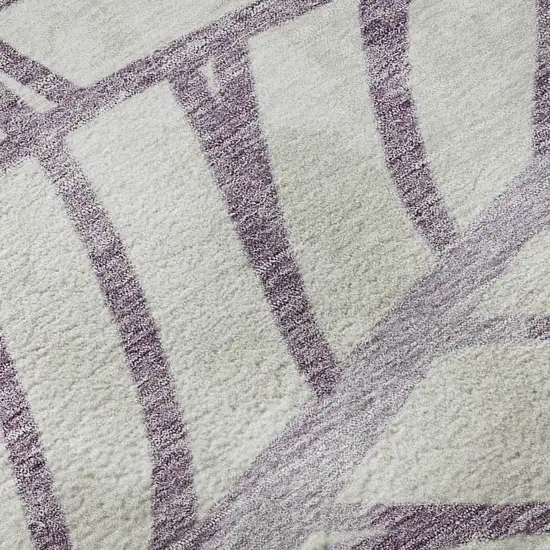 8' Purple And Beige Floral Washable Round Rug With UV Protection Photo 9