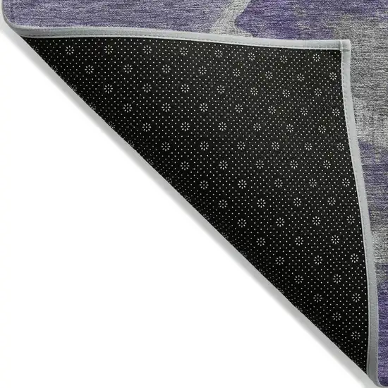 8' Purple And Beige Round Abstract Washable Indoor Outdoor Area Rug Photo 9