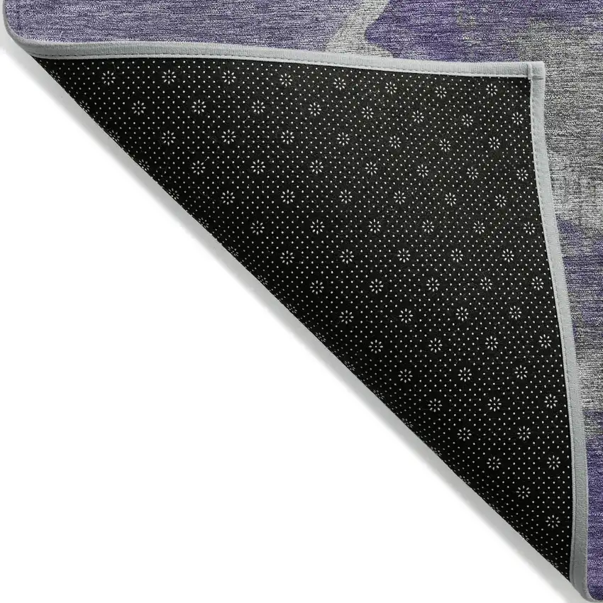 8' Purple And Beige Round Abstract Washable Indoor Outdoor Area Rug Photo 9