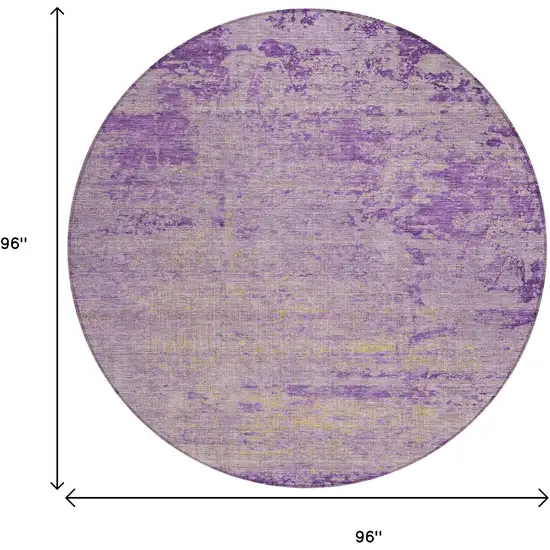 8' Purple And Beige Round Abstract Washable Indoor Outdoor Area Rug Photo 9