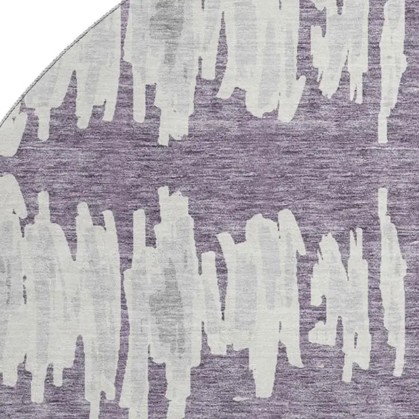 8' Purple And Beige Striped Washable Round Rug With UV Protection Photo 3