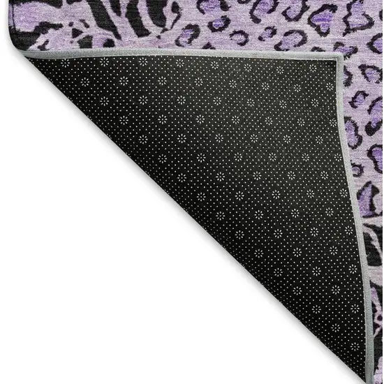 8' Purple And Black Animal Print Washable Area Rug With UV Protection Photo 6