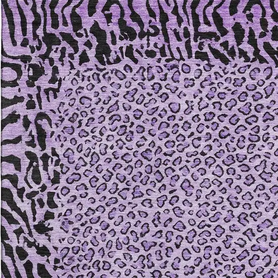 8' Purple And Black Animal Print Washable Area Rug With UV Protection Photo 2