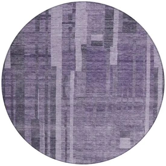8' Purple And Black Round Striped Washable Indoor Outdoor Area Rug Photo 3