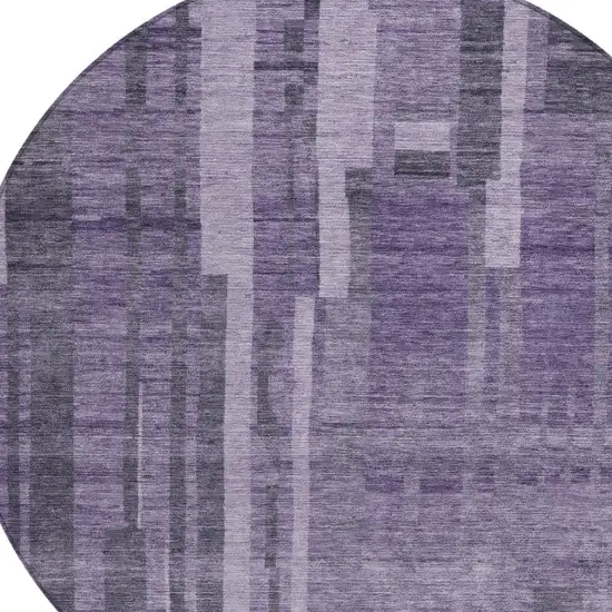8' Purple And Black Round Striped Washable Indoor Outdoor Area Rug Photo 6