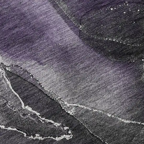 8' Purple And Charcoal Abstract Washable Round Rug With UV Protection Photo 8