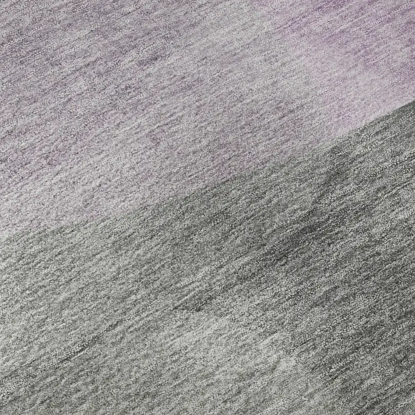 8' Purple And Charcoal Abstract Washable Round Rug With UV Protection Photo 7