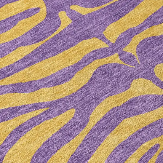 8' Purple And Copper Round Animal Print Washable Indoor Outdoor Area Rug Photo 8