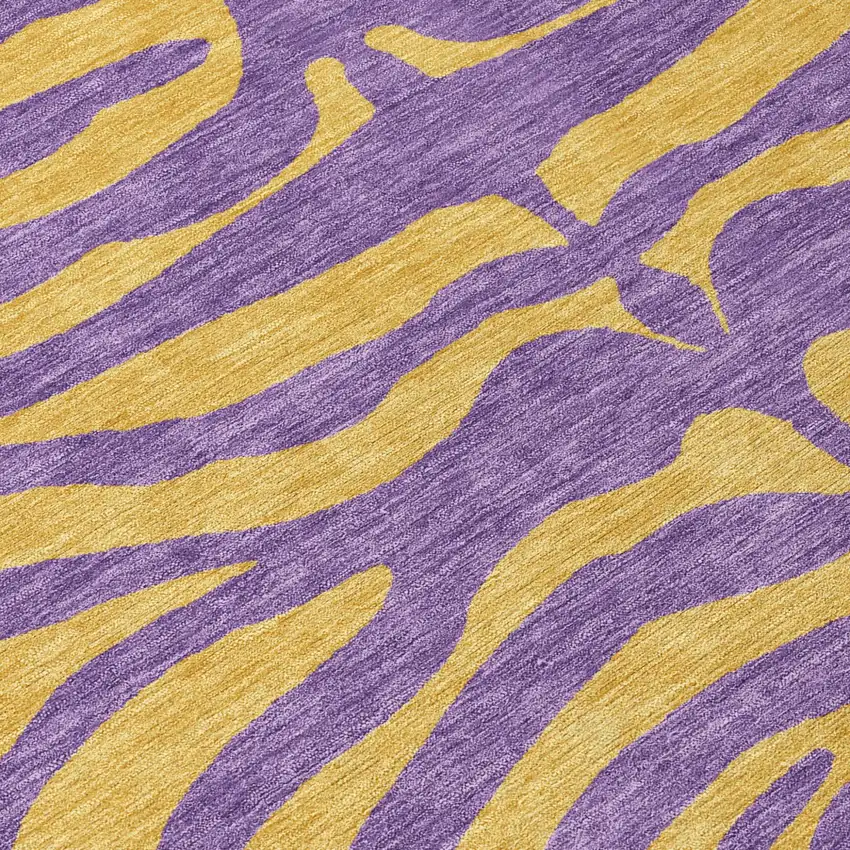 8' Purple And Copper Round Animal Print Washable Indoor Outdoor Area Rug Photo 8