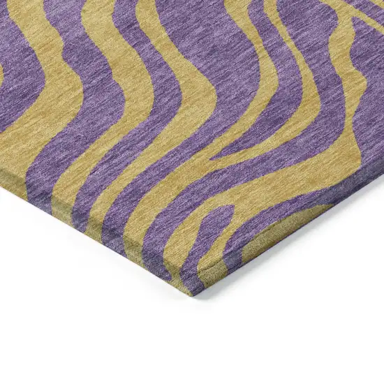 8' Purple And Copper Round Animal Print Washable Indoor Outdoor Area Rug Photo 4