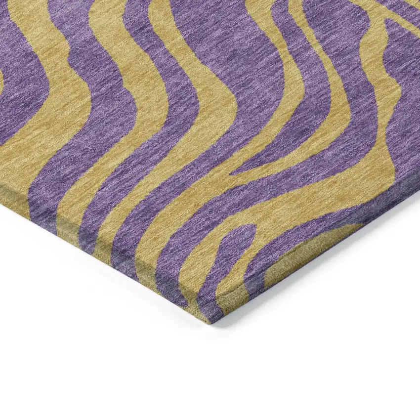 8' Purple And Copper Round Animal Print Washable Indoor Outdoor Area Rug Photo 4