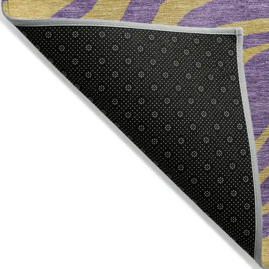 8' Purple And Copper Round Animal Print Washable Indoor Outdoor Area Rug Photo 3