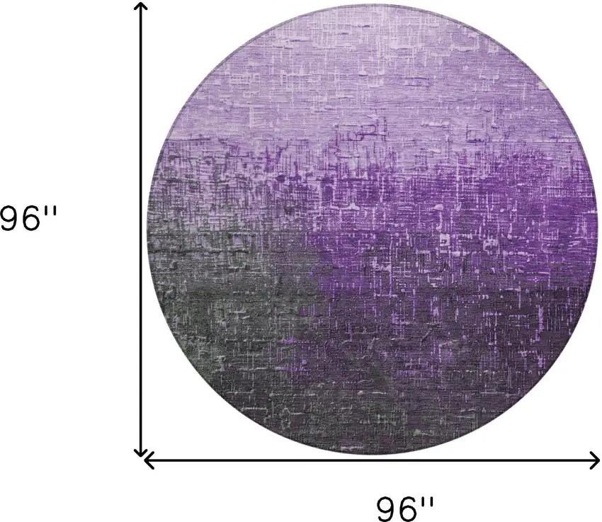 8' Purple And Dark Gray Round Ombre Washable Indoor Outdoor Area Rug Photo 7