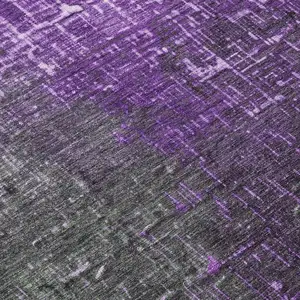 Photo of 8' Purple And Dark Gray Round Ombre Washable Indoor Outdoor Area Rug