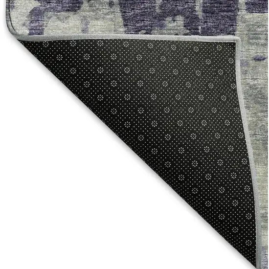 8' Purple And Gray Abstract Washable Round Rug With UV Protection Photo 5