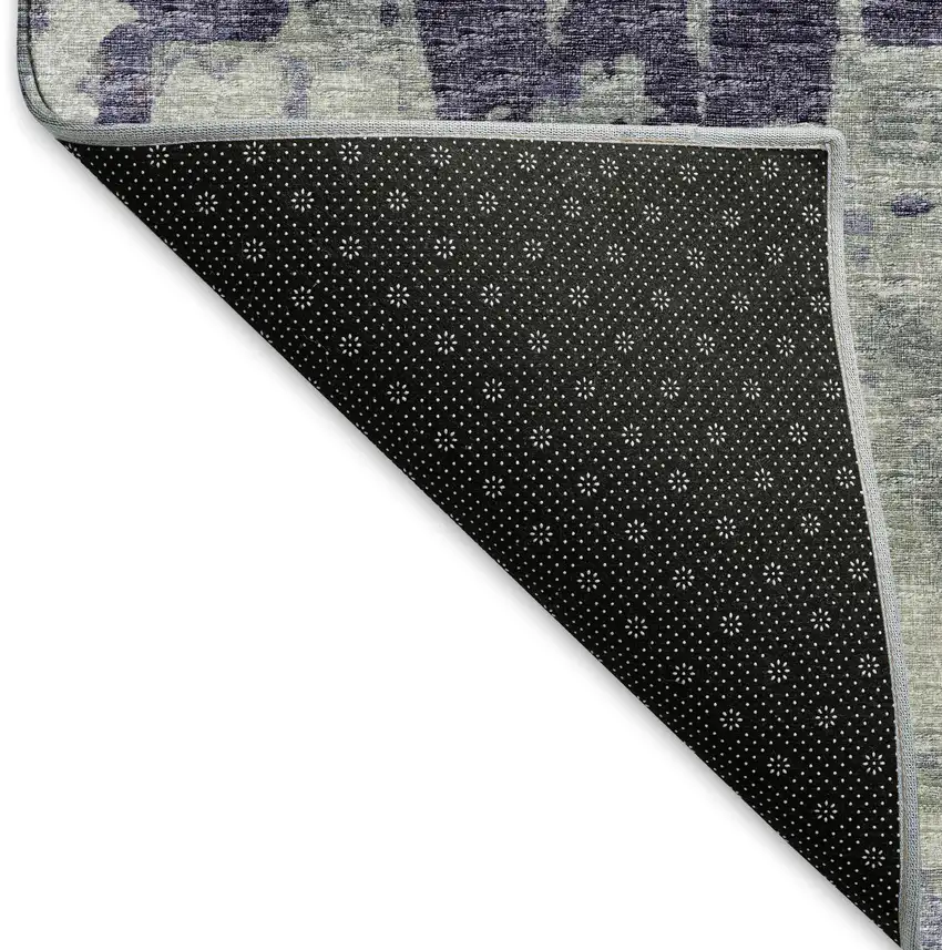 8' Purple And Gray Abstract Washable Round Rug With UV Protection Photo 5