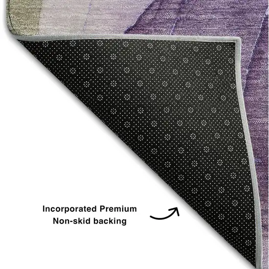 8' Purple And Gray Abstract Washable Round Rug With UV Protection Photo 6