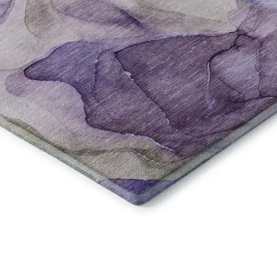8' Purple And Gray Abstract Washable Round Rug With UV Protection Photo 7