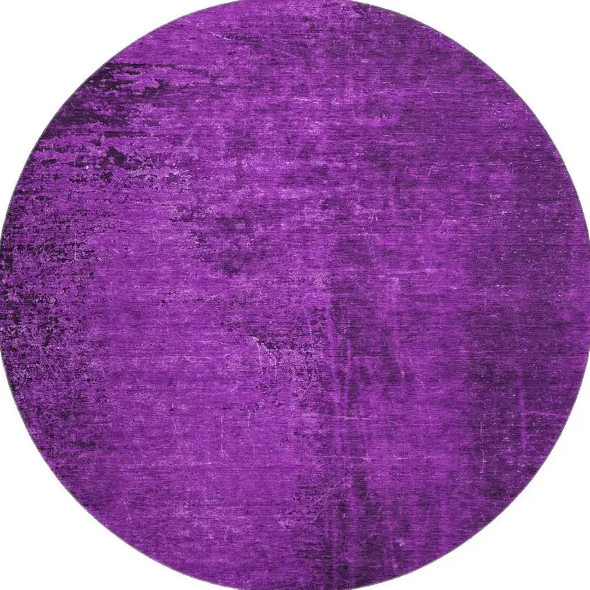 8' Purple And Gray Abstract Washable Round Rug With UV Protection Photo 3