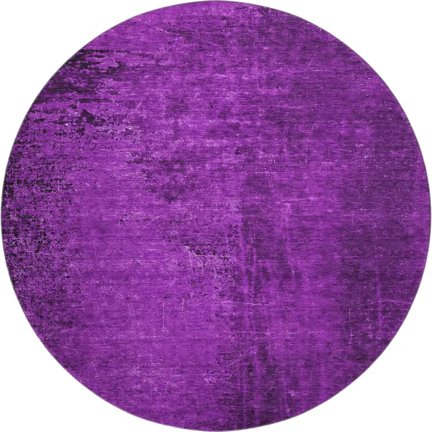 8' Purple And Gray Abstract Washable Round Rug With UV Protection Photo 1