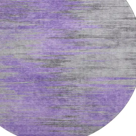 8' Purple And Gray Abstract Washable Round Rug With UV Protection Photo 3