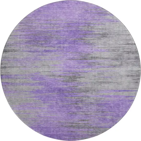 8' Purple And Gray Abstract Washable Round Rug With UV Protection Photo 1