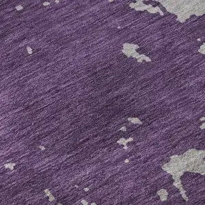 Photo of 8' Purple And Gray Abstract Washable Round Rug With UV Protection